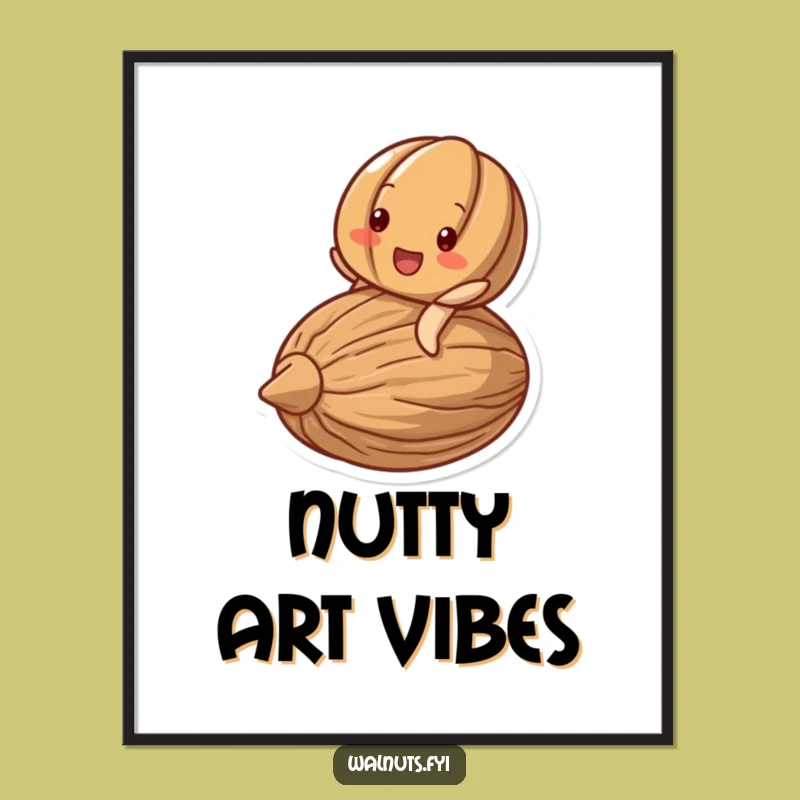 Funny Delighted Walnut Riding Nut Digital Art - Instant Cheerful Decor