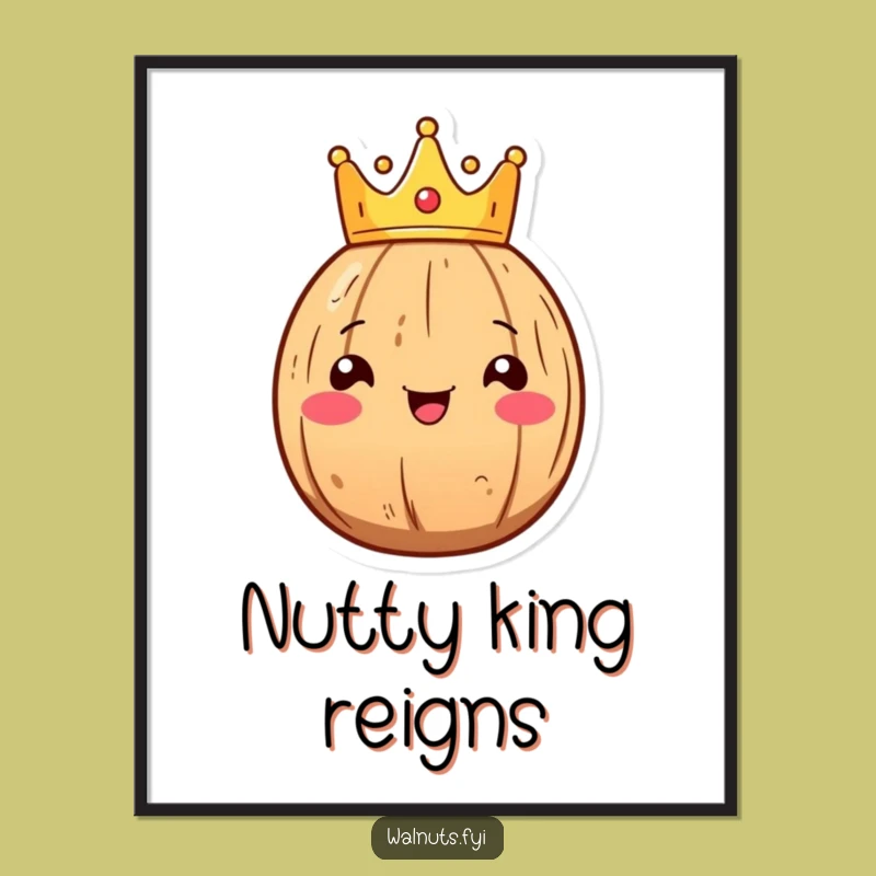 Funny Kawaii Walnut King Digital Art: Instant Royal Decor, Perfect Printable Funny Gift!