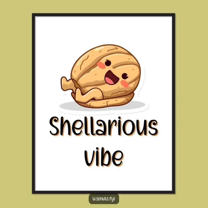 Funny Joyful Walnut Sliding Shell Digital Art - Instant Humorous Decor Print