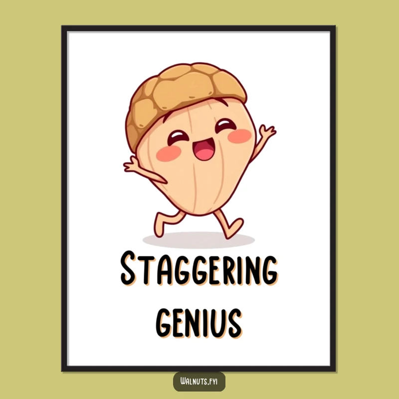 Funny Staggering Walnut Digital Art: Giggling Character Wobbling, Instant Funny Gift