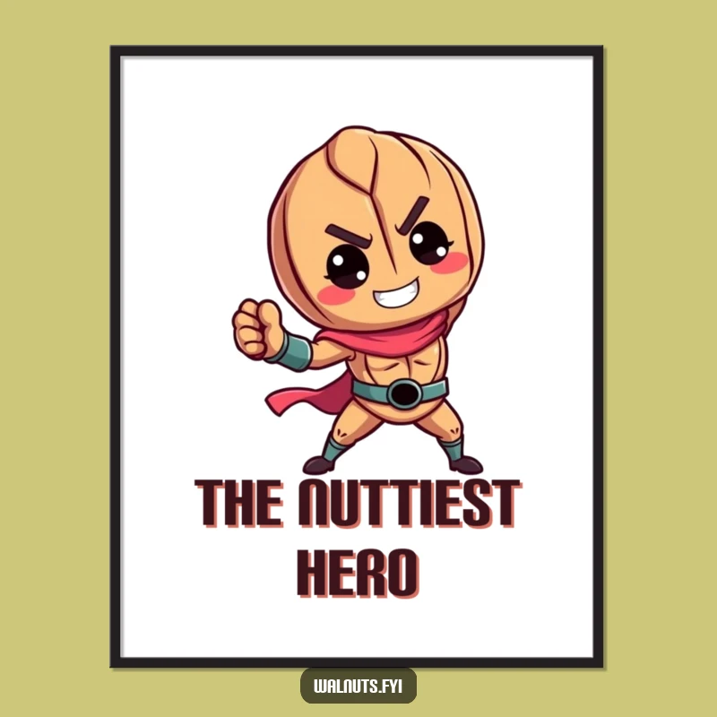 Vibrant Walnut Hero Digital Print: Funny Art for Instant Impact