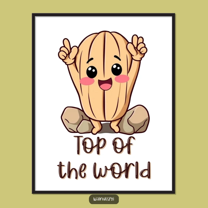 Funny Walnut Digital Art: Climbing Nut Printable, Instant Humorous Decor Gift