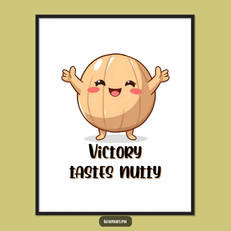 Funny Walnut Victory Digital Art: Instant Triumphant Nut Download, Perfect Gift