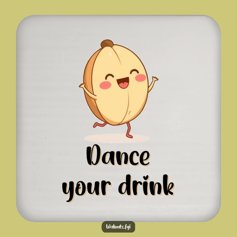 Funny Happy Walnut Jig Drink Coasters: Protect Surfaces with Joyful Art