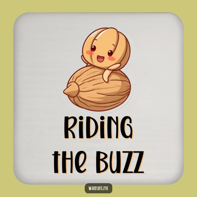 Funny Delighted Walnut Riding Nut Coaster - Protect Surfaces with Joy