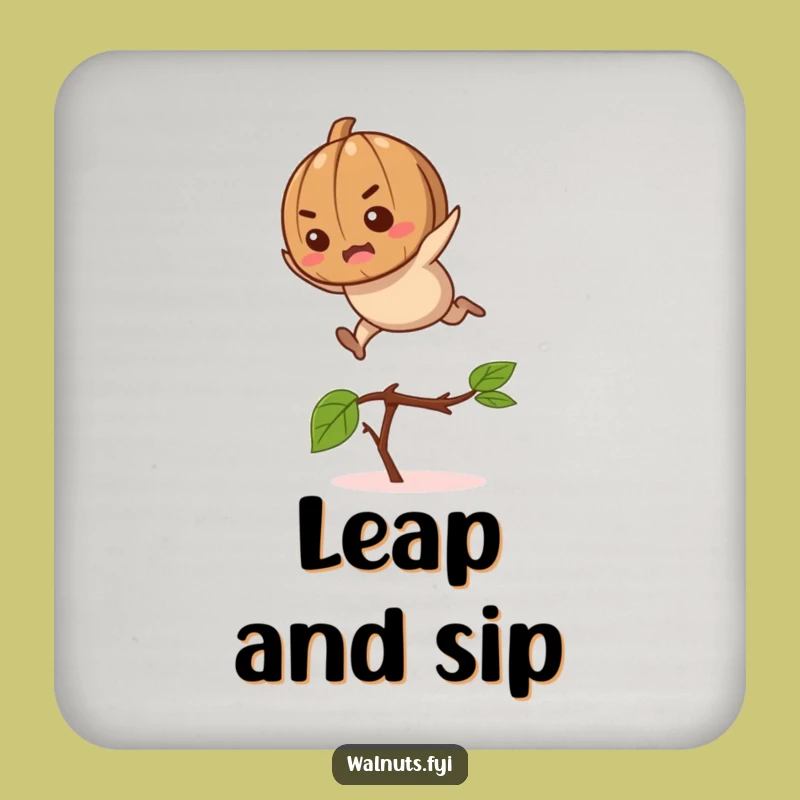 Funny Jumping Walnut Coaster: Protect Surfaces with Drive, Excellent Funny Gift