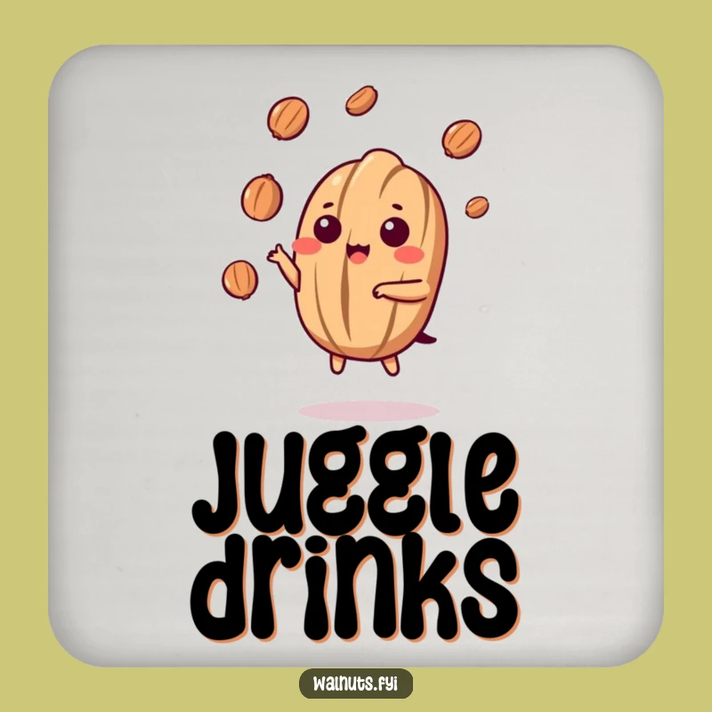 Funny Kawaii Walnut Juggling Coaster - Protect Surfaces with Nimble Humor