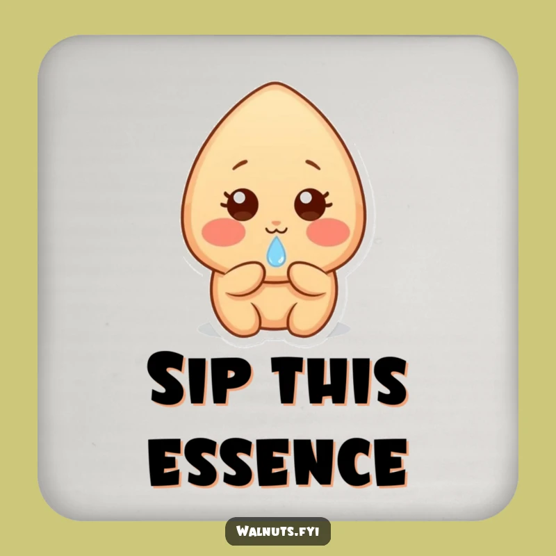 Funny Shy Almond Drink Coaster - Protect Surfaces with Gentle Sweetness