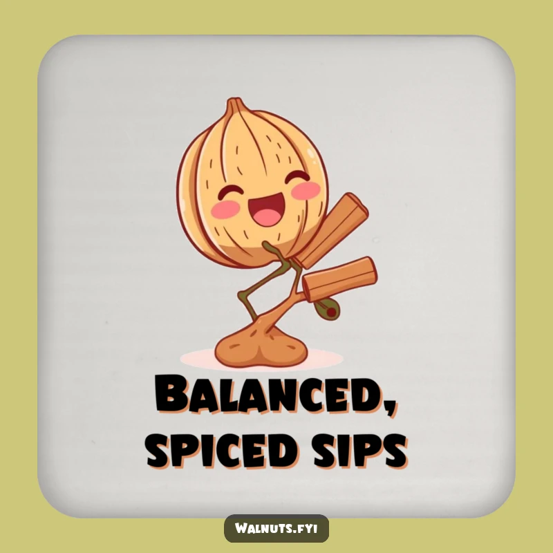 Funny Walnut Cinnamon Branch Coaster - Sip with Balanced Joy