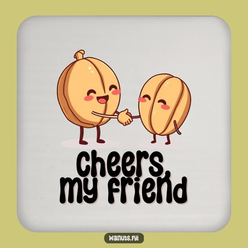 Funny Walnut Handshake Coaster - Nutty Connection Drink Accessory Gift