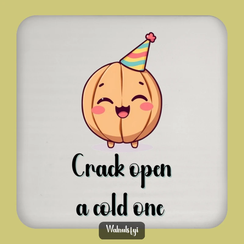 Funny Walnut Party Coaster: Cheerful Winking Nut Protection, Celebration Style, Perfect Funny Gift