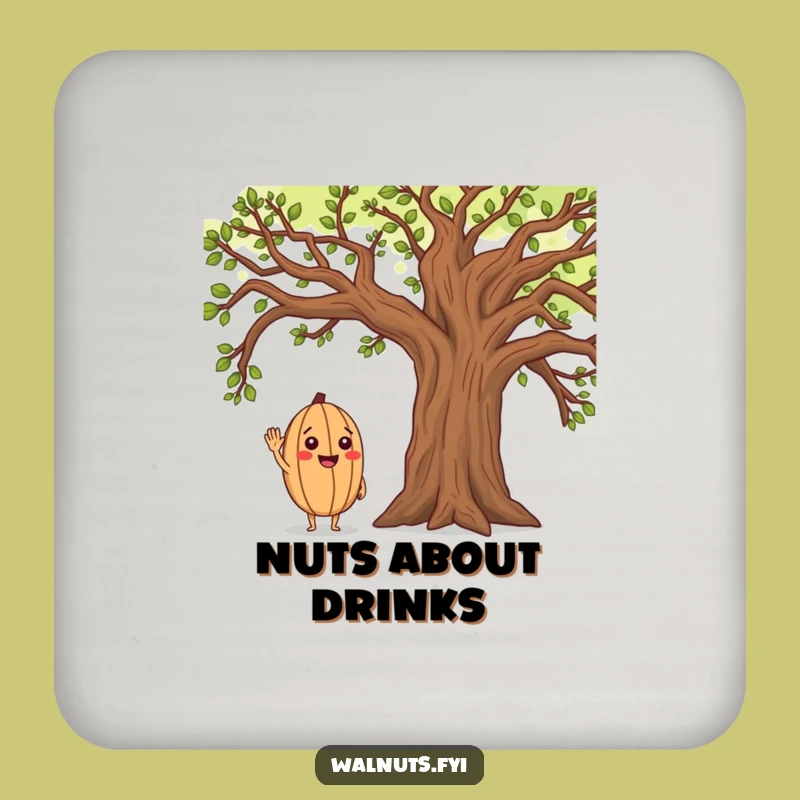 Funny Walnut Salutes Oak Tree Coaster: Protect Surfaces with Humor