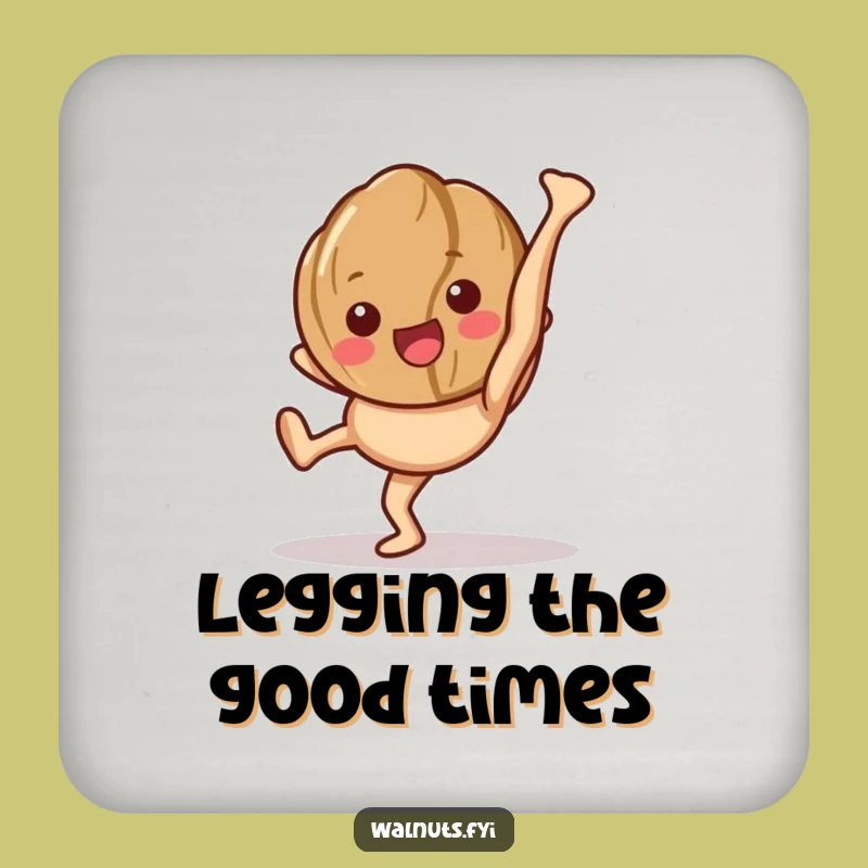 Funny Happy Walnut Cartwheel Coaster - Protect Surfaces with Fun