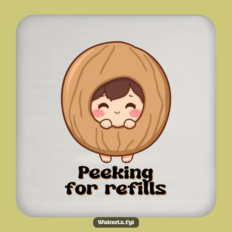 Funny Shy Walnut Coaster: Protect Surfaces with Gentle Flair