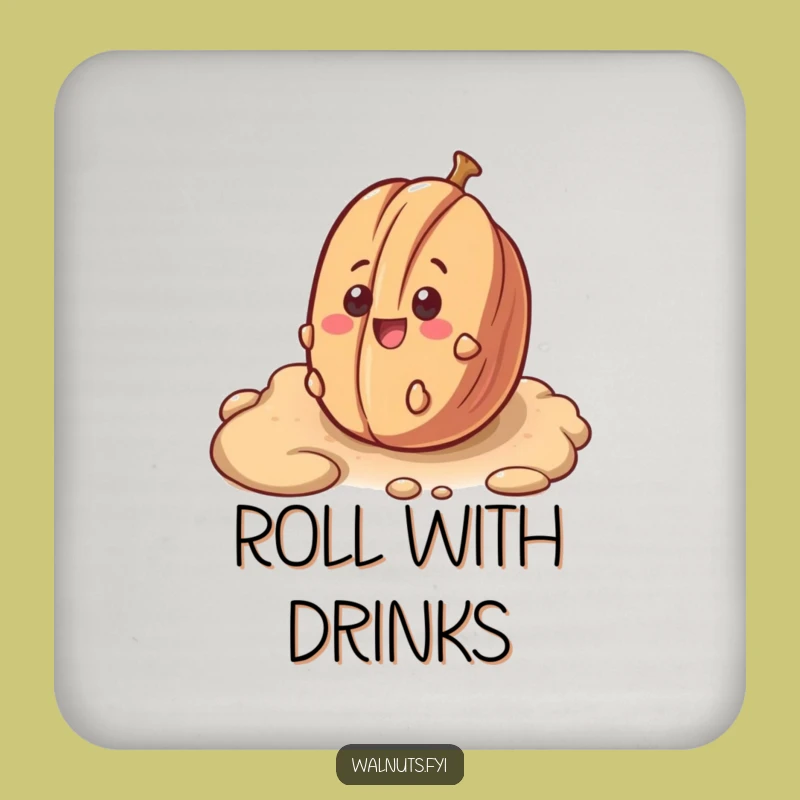 Funny Surprised Pecan Rolling Coaster - Playful Barware Gift