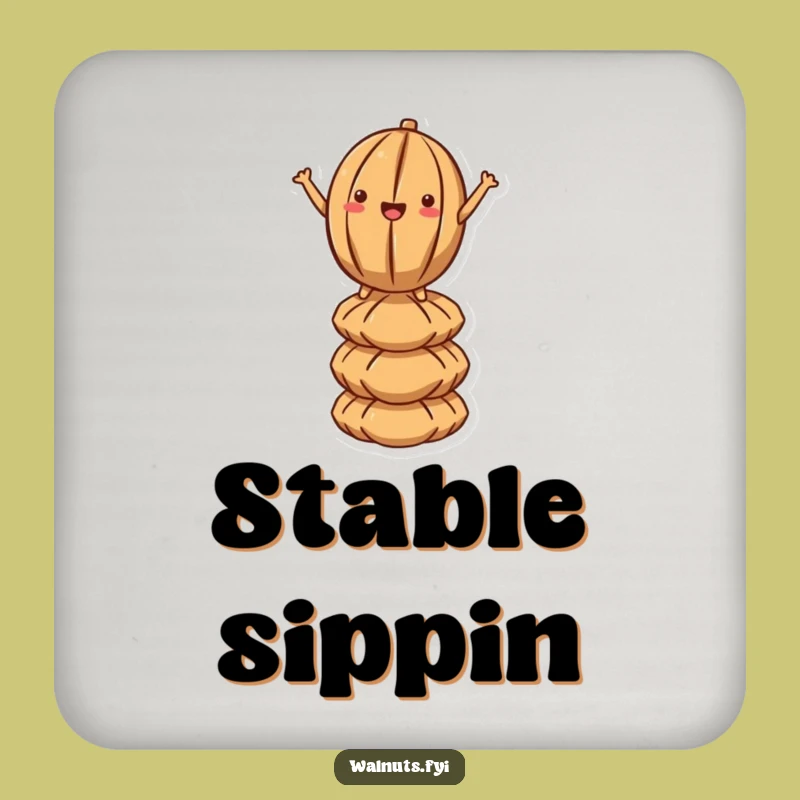 Funny Kawaii Walnut Balance Coaster - Protect Surfaces with Nutty Flair