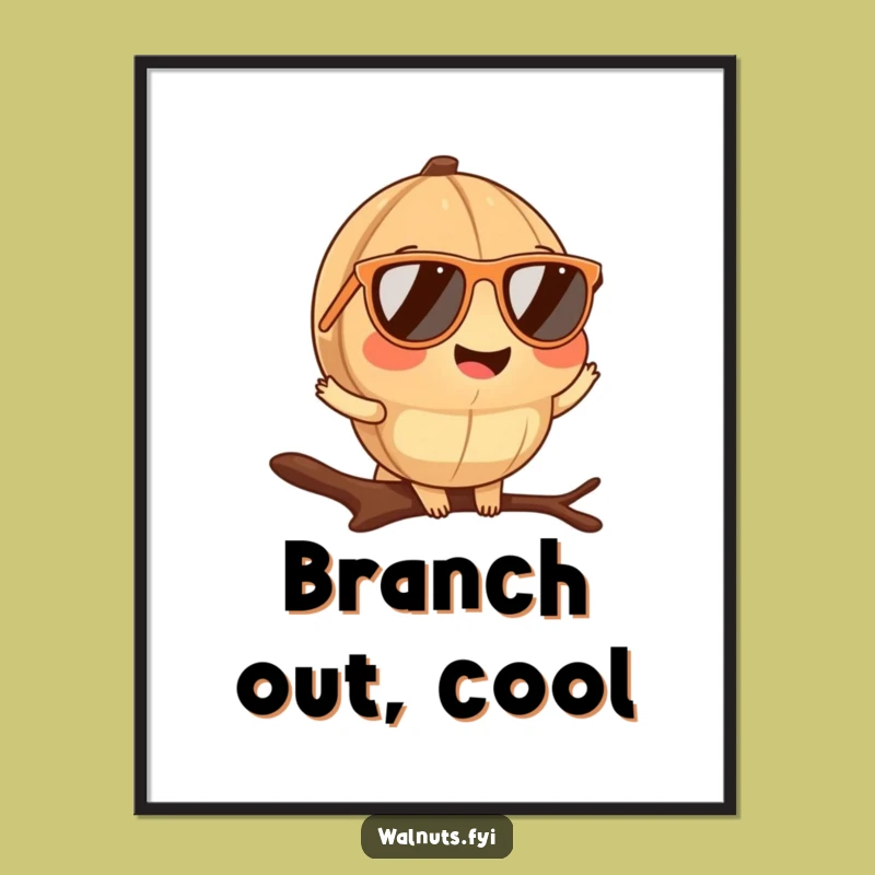 Funny Walnut Sunglasses Poster: Cool decor, a perfect funny gift for walls.