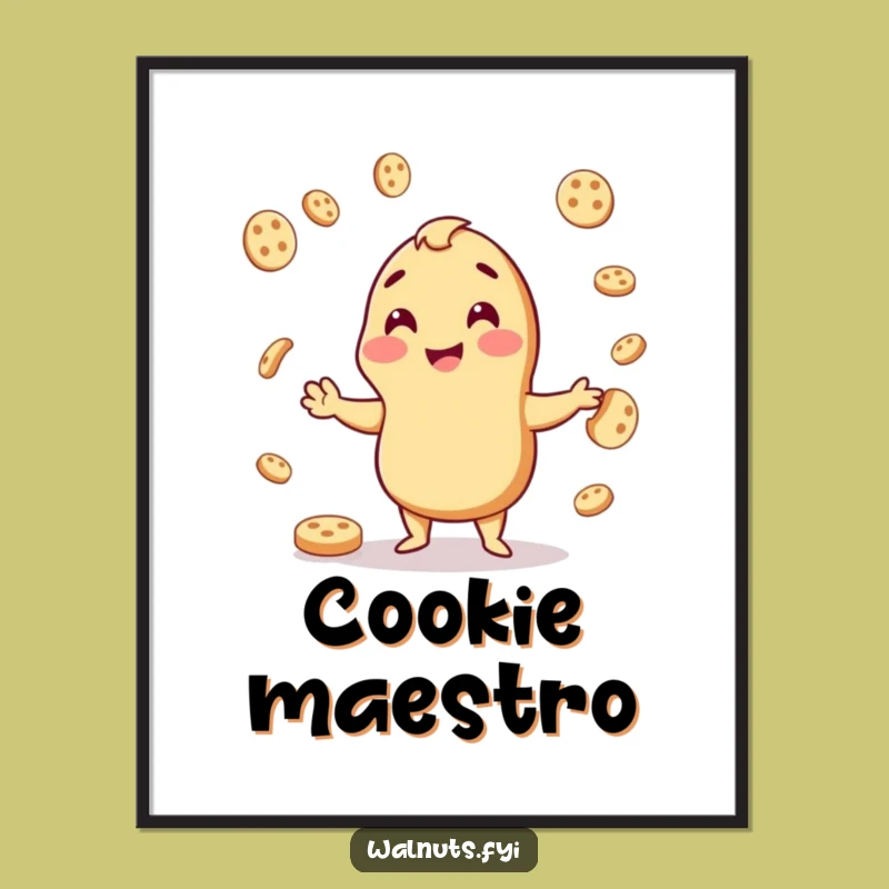 Funny Juggling Cashew Cookie Poster - Playful Wall Art Gift