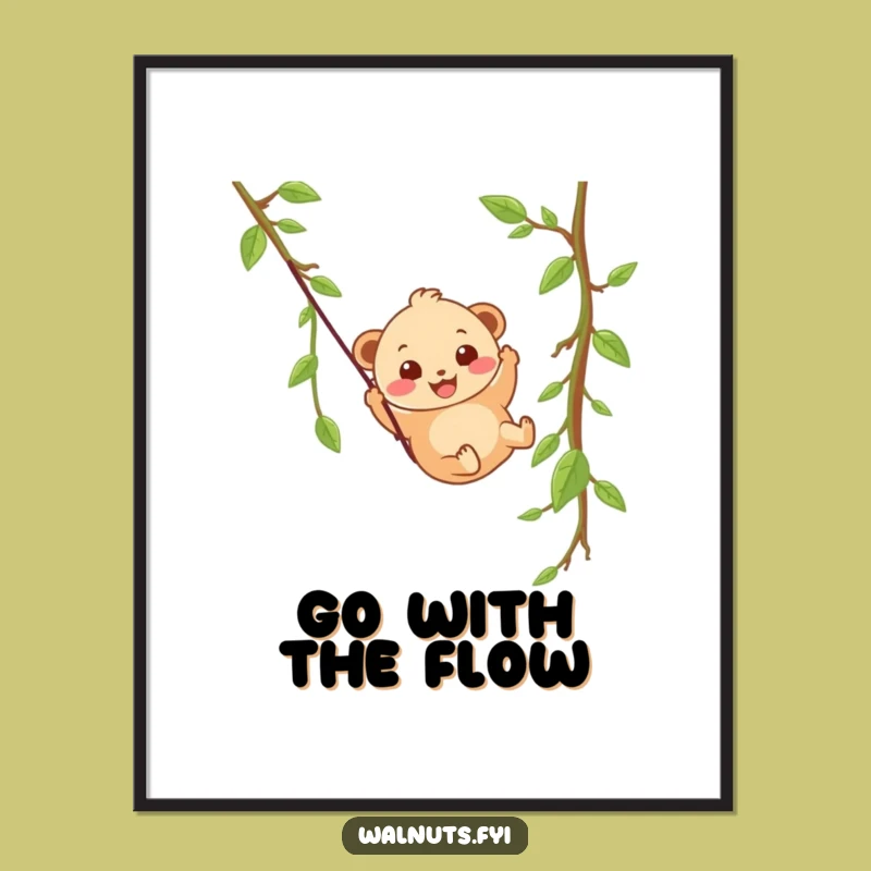 Funny Hazelnut Zipline Poster, Wobbly Adventure Art for a Joyful Space