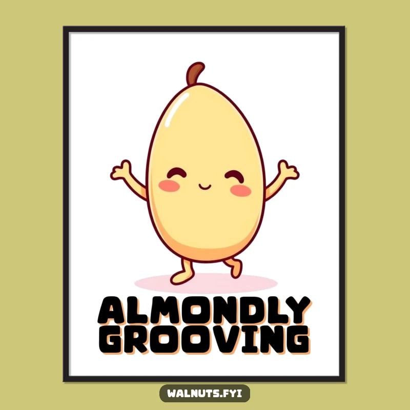 Funny Kawaii Almond Dance Poster - Vibrant Wall Art for Joyful Spaces