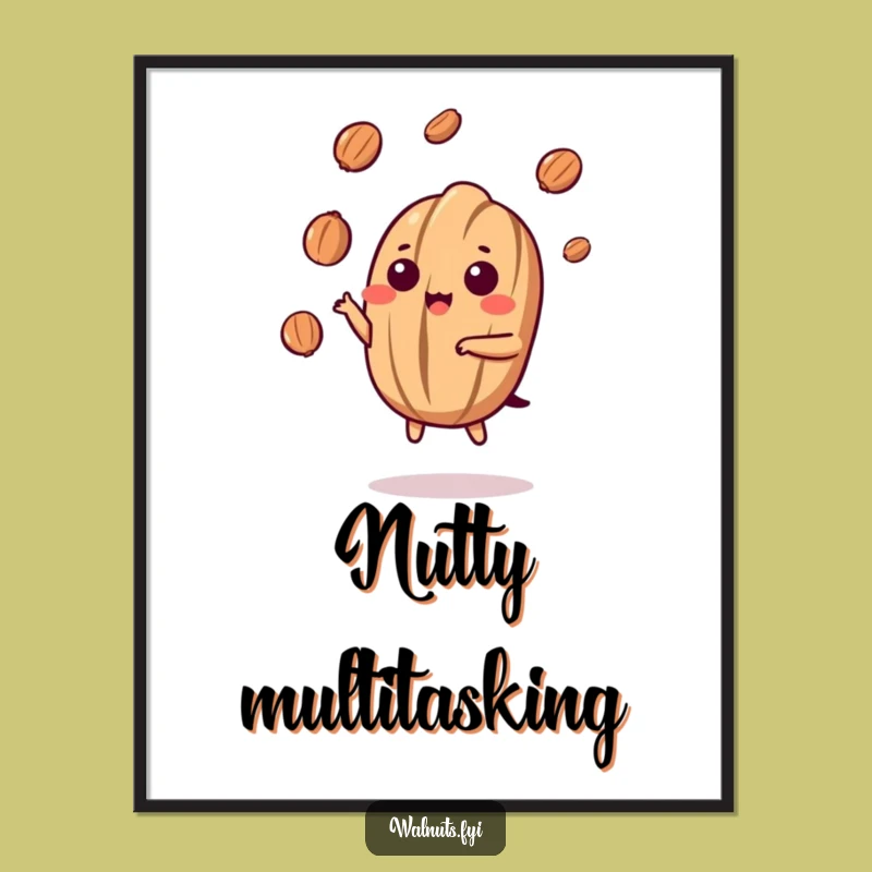 Funny Kawaii Walnut Juggling Poster - Wall Art That Performs Humor