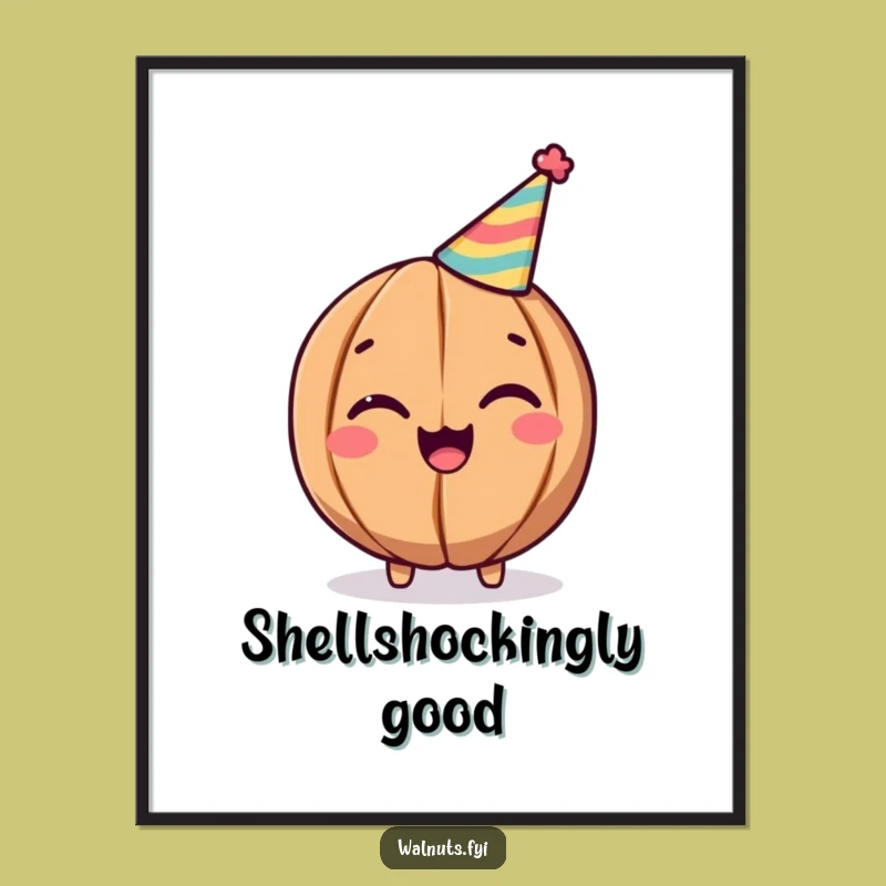 Funny Walnut Party Poster: Cheerful Winking Nut Art, Celebration Decor, Perfect Funny Gift