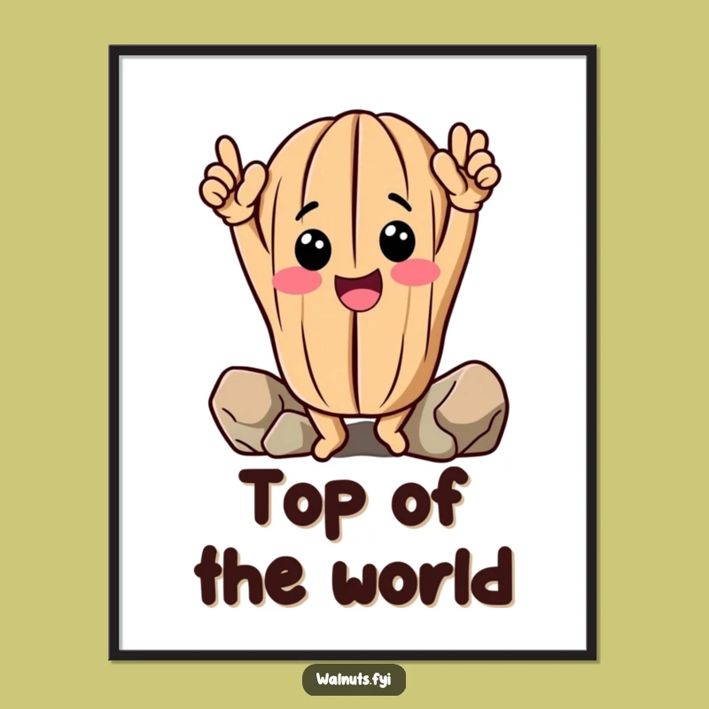 Funny Walnut Poster: Climbing Nut Art Print, Humorous Wall Decor for Achievers