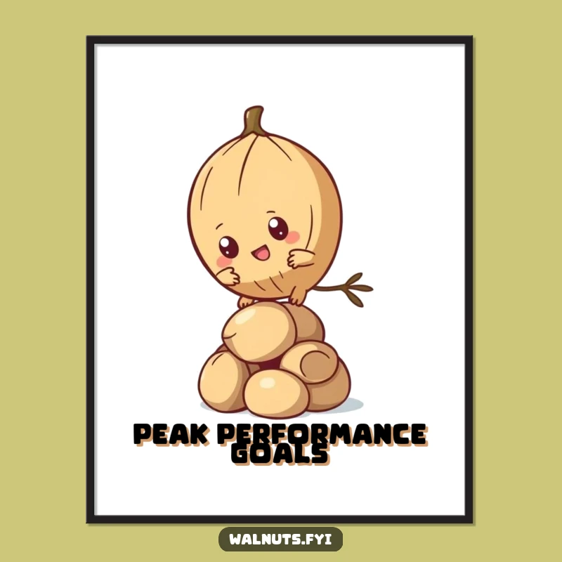 Funny Kawaii Pine Nut Poster - Determined Climber Art for Motivational, Humorous Decor