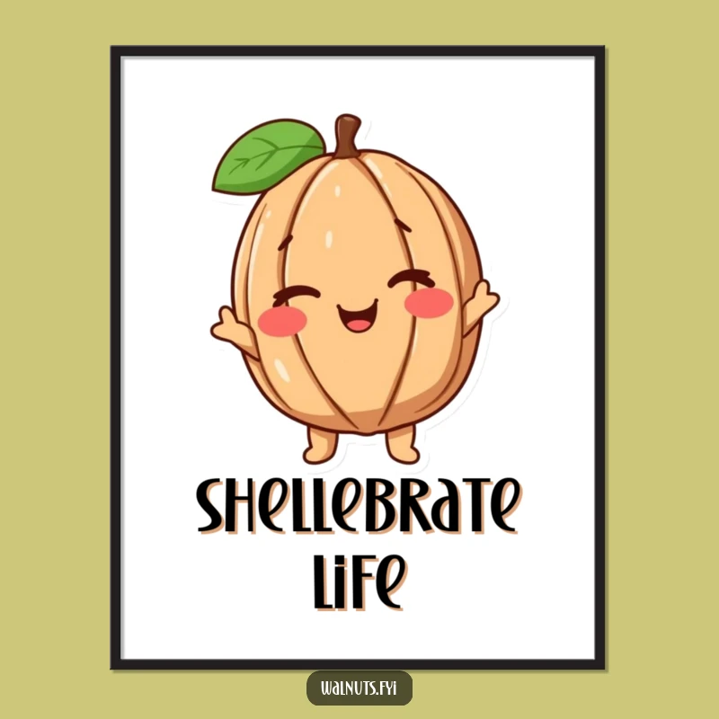 Funny Vintage Walnut Poster: Retro Art with a Hilarious Winking Character