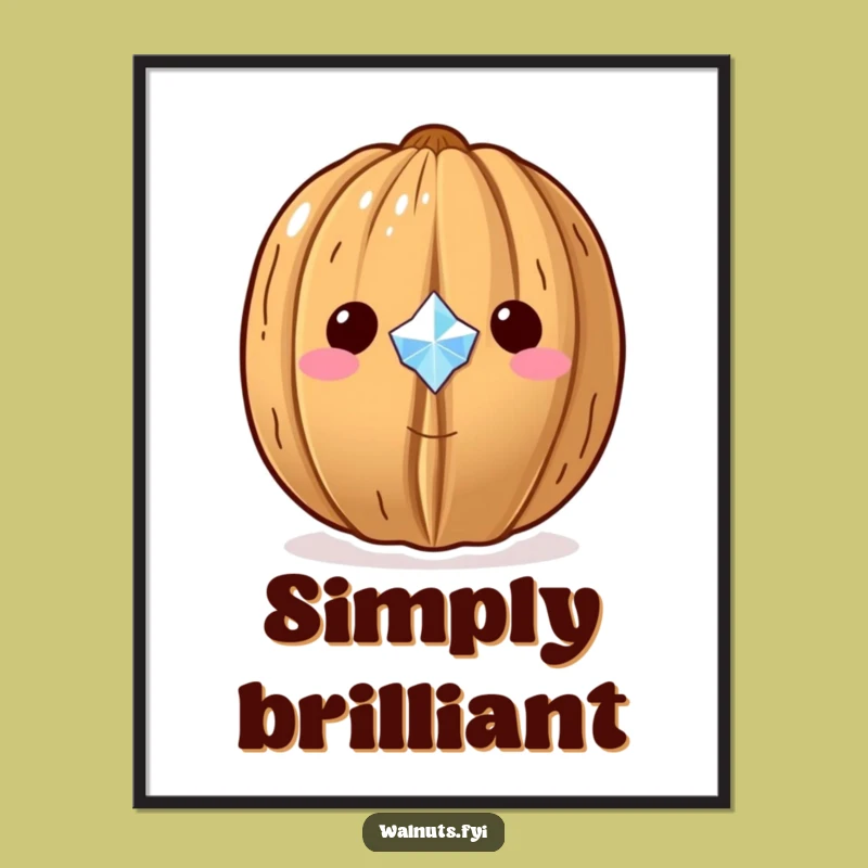 Funny Kawaii Gem Walnut Poster - Sparkling Treasure Wall Art