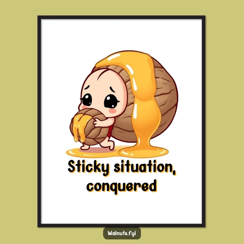 Funny Determined Walnut Pushing Honey Poster - Motivational Nutty Wall Art
