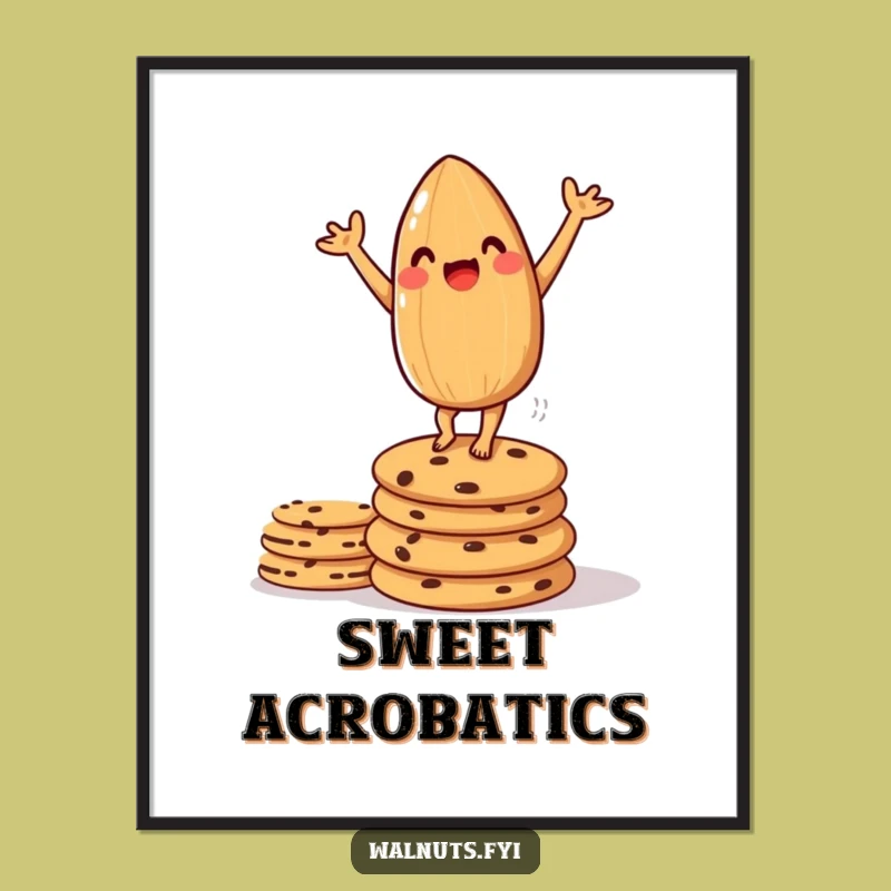 Funny Almond Handstand Cookie Poster - Playful Wall Art Gift