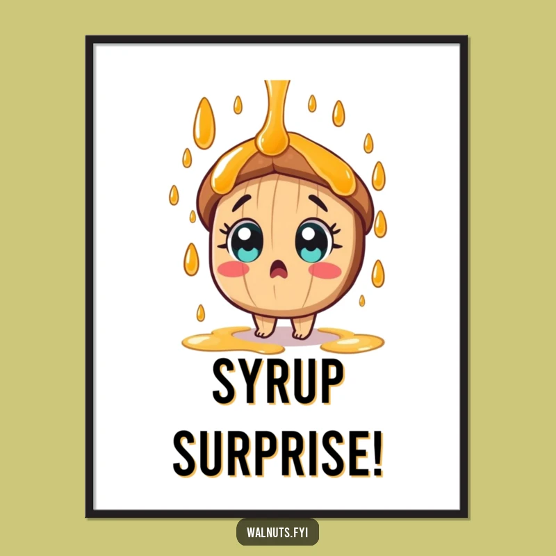 Funny Pecan Syrup Shower Poster, Hilarious Nutty Art for a Sweet Space