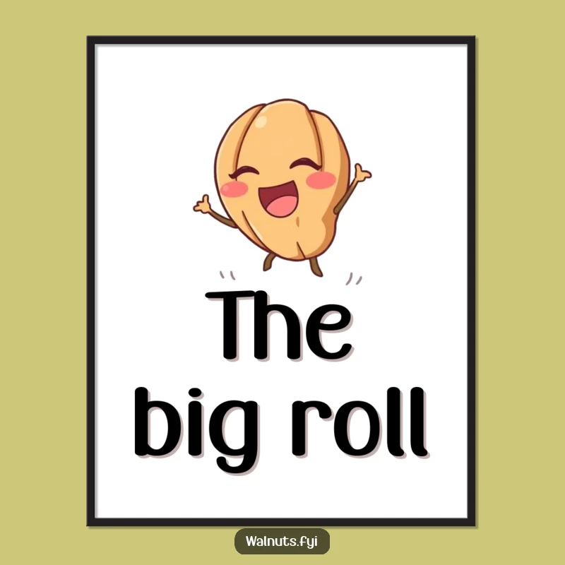 Funny Kawaii Walnut Poster: Energetic art, a perfect funny gift for walls.