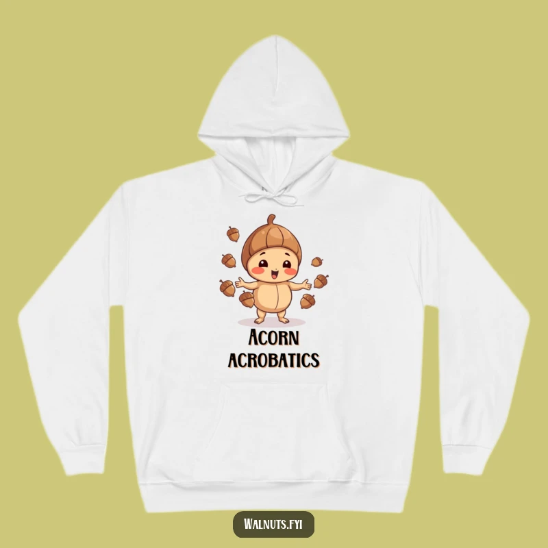 Funny Walnut Juggling Hoodie: Cozy Playful Nut Sweatshirt, Acorn Acrobat, Perfect Funny Gift