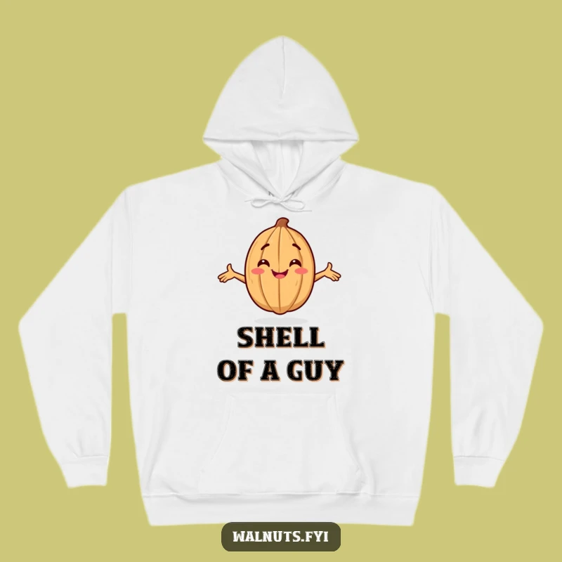 Funny Confident Walnut Hoodie: Cozy Smiling Posing Character, Warm Funny Gift