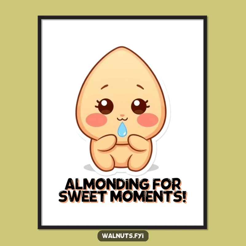 Free Printable Almond Wall Art: Shy Sweetness, Funny Downloadable Decor