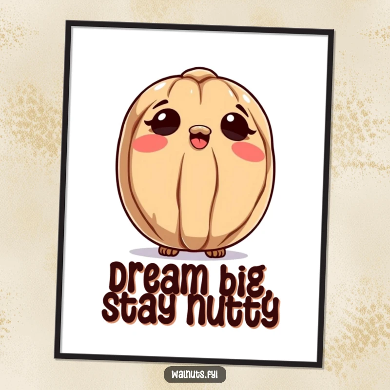 Funny Free Printable Wall Art: A curious walnut character looks up at the vast sky with wonder, inspiring imagination and thoughtfulness.