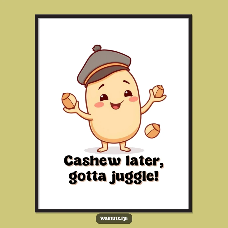 Free Printable Cashew Wall Art: Juggling Act, Funny Downloadable Decor