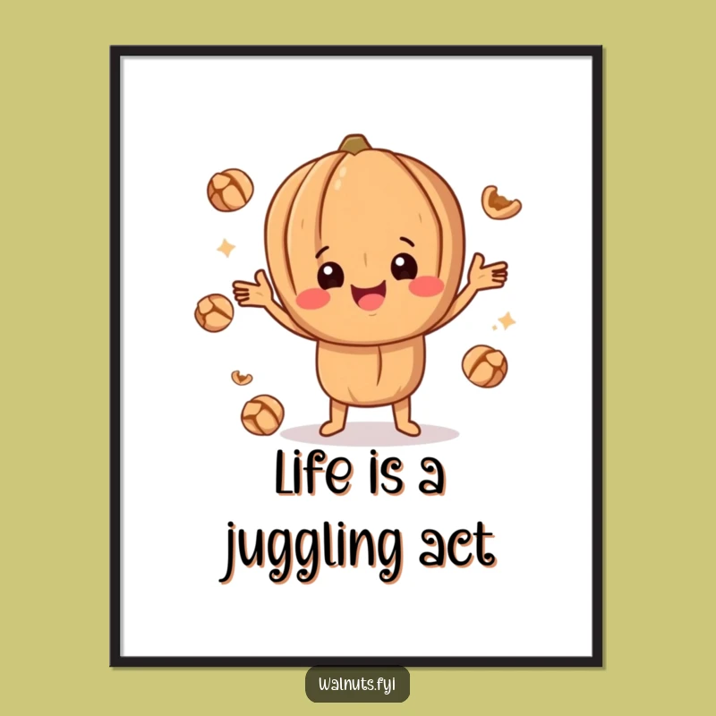 Free Printable Funny Walnut Juggler Wall Art - Nutty Downloadable Poster