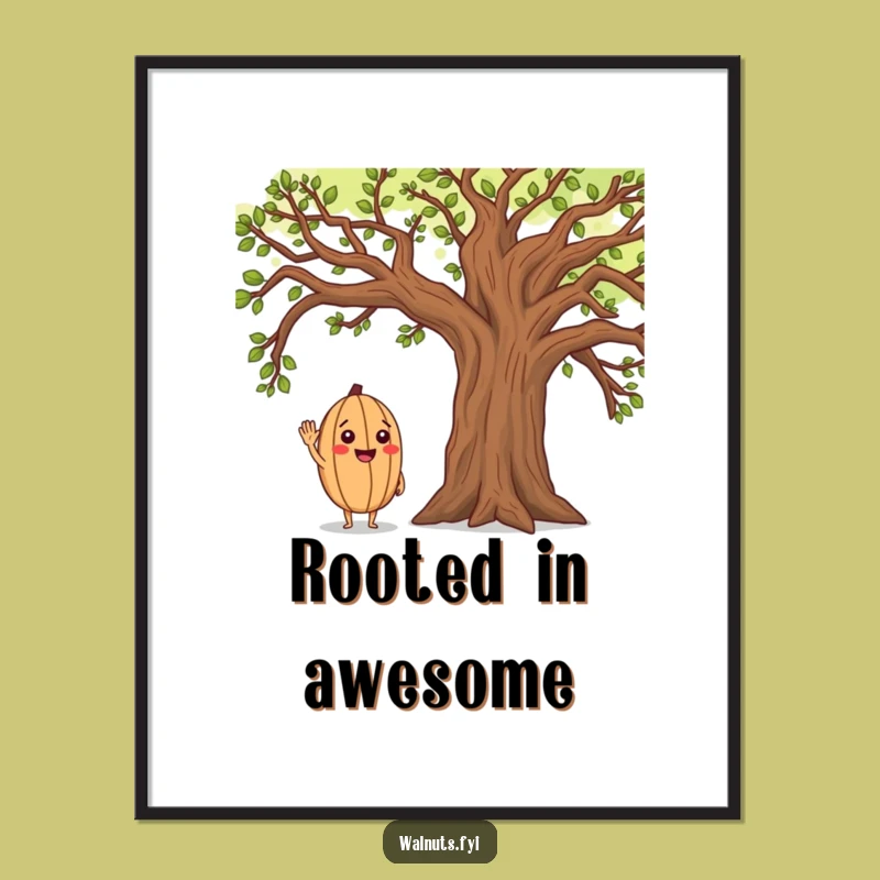 Free Printable Wall Art: Cheerful Walnut Saluting Oak, Funny Downloadable Decor