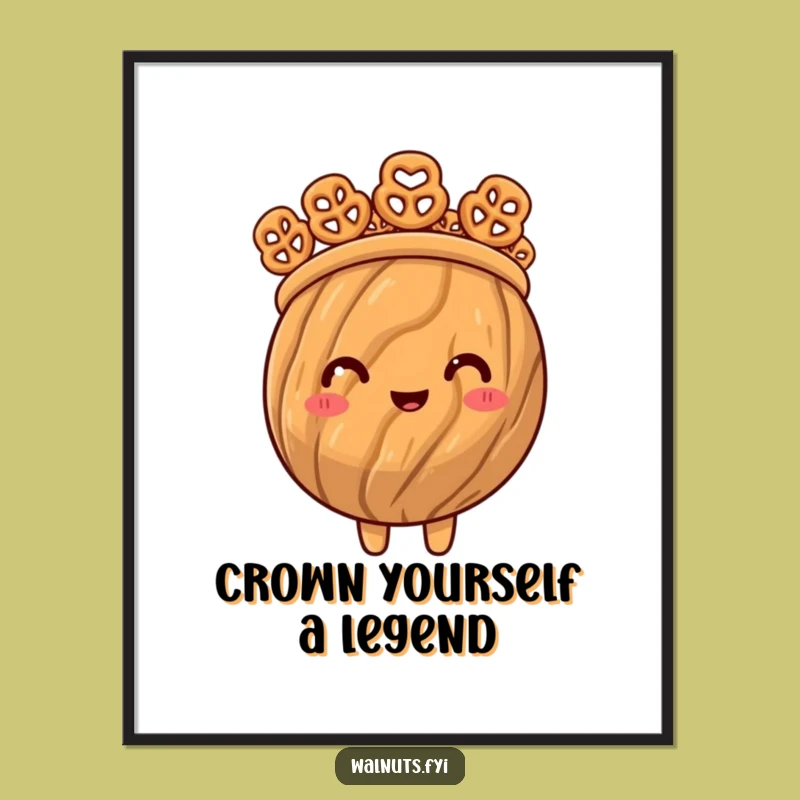 Funny Free Printable Wall Art: Proud Walnut King, Pretzel Crown, Downloadable Decor