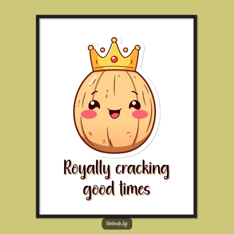 Funny Free Printable Wall Art: Regal Kawaii Walnut Adds Royal Charm