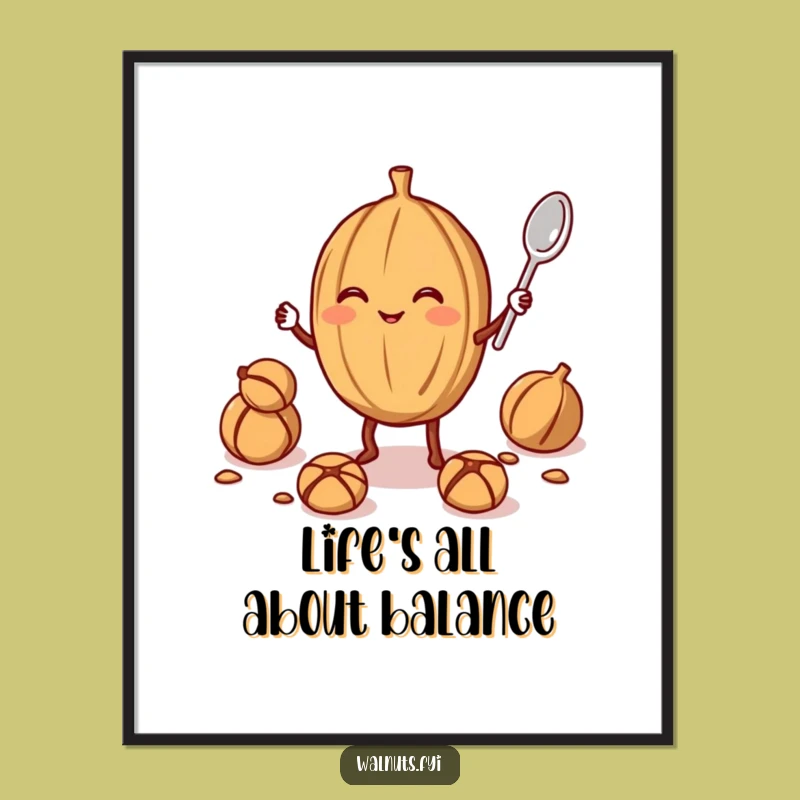 Funny Free Printable Walnut Juggler Wall Art: Balancing Act - Downloadable Art