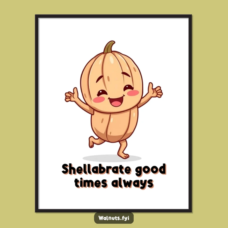 Free Printable Cheerful Walnut Jig Wall Art - Funny Downloadable Decor Gift