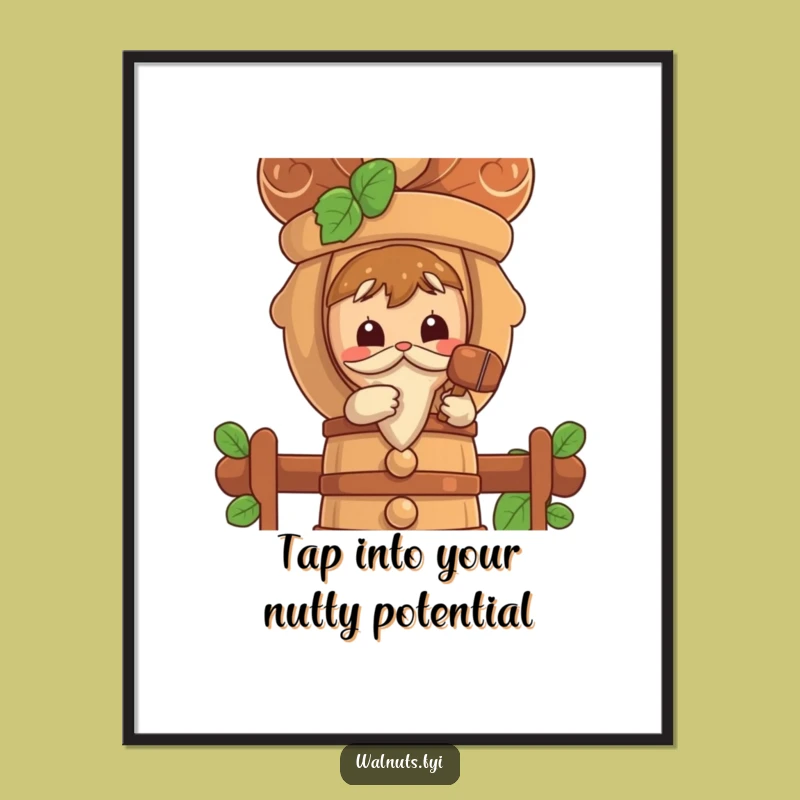 Free Printable Wall Art: Curious Walnut Taps Nutcracker, Funny Downloadable Decor