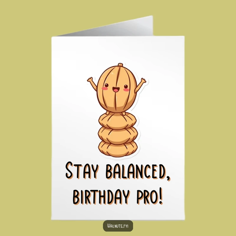 Free Printable Birthday Card: Balancing Kawaii Walnut, Fun Downloadable Gift!