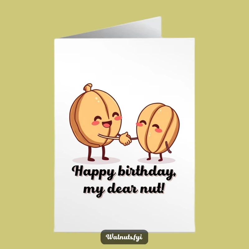 Free Printable Birthday Card: Friendly Walnut Handshake, Downloadable Gift