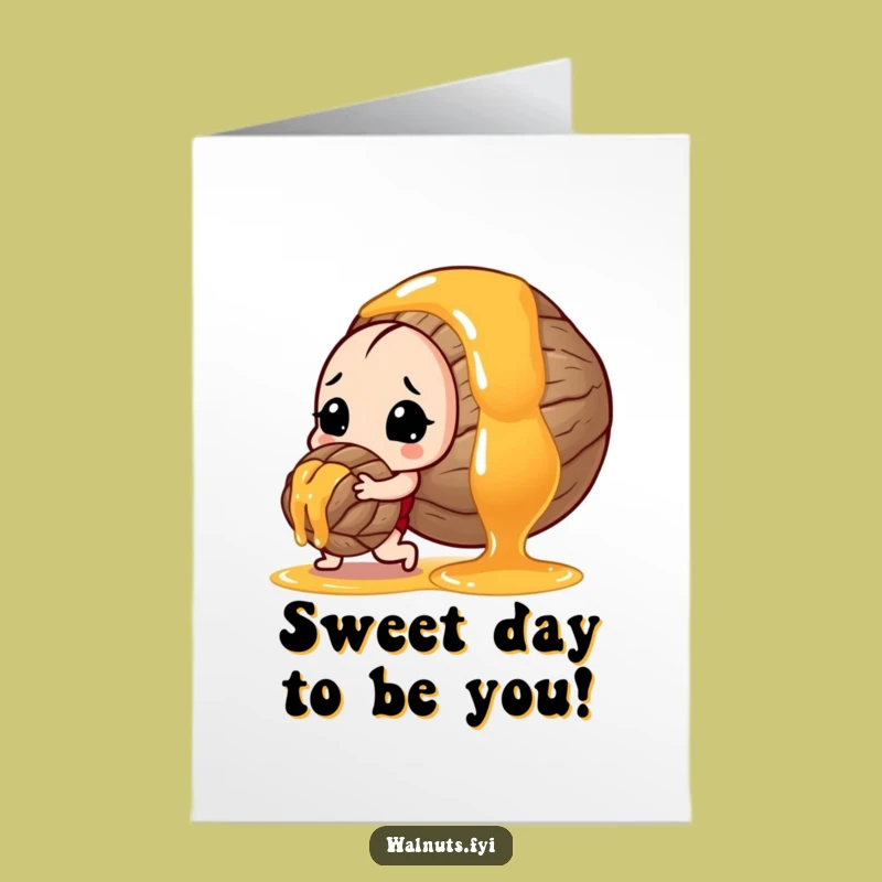 Free Printable Birthday Card: Funny Walnut Pushing Honey, Hilarious Downloadable Gift