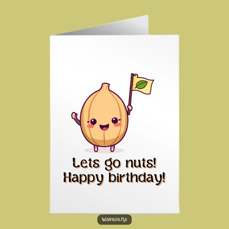 Free Printable Birthday Card: Funny Walnut's Festive Flag Wave! Downloadable Gift.